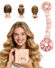 Heatless Satin Hair Curler Tie Roller for Big Curls - Large Cream Pink
