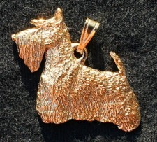 Scotty Scottish Terrier Dog 24K Gold Plated Pewter Pendant Jewelry USA Made