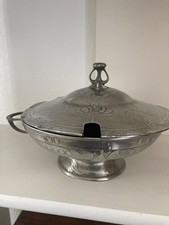 Terrine,Schüssel mit Deckel,Kayserzinn 4350,Jugendstil,Dekor Maiglöckchen