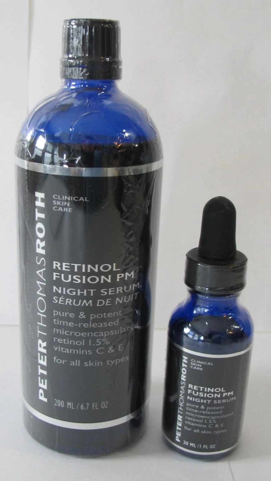 New Peter Thomas Roth Clinical Skin Retinol Fusion PM Night Serum 6.7 Oz & 1oz
