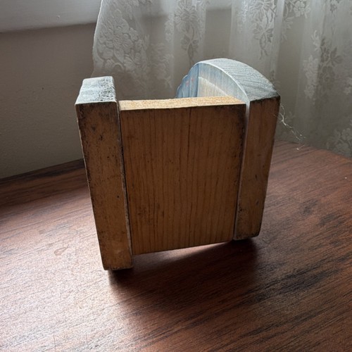 Porta tovaglioli in legno dipinto a mano casetta cuori arredo casa blu beige rosso marrone - Foto 4 di 5
