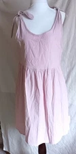 LS Sundress Casual Cotton Mauve Pink Langerlook Shoulder Ties New w/Tags