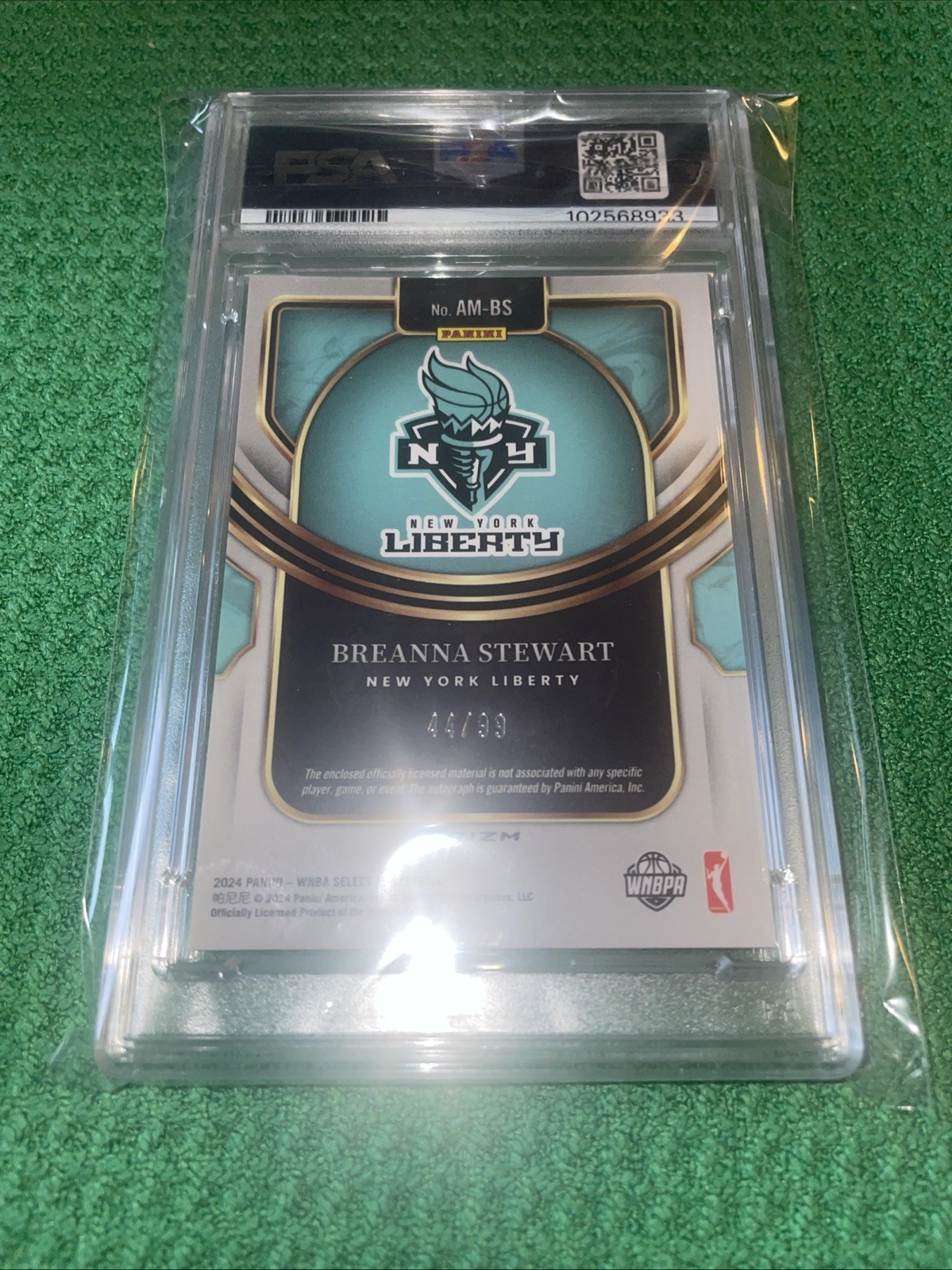 2024 Breanna Stewart Auto Memorabilia Purple Prizm #AMBS PSA 9 /99 Liberty view 12