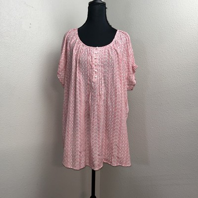 Bit and Bridle Blouse Women's 2X Pink 3/4 Button Front Geometric Cowgirl Casual