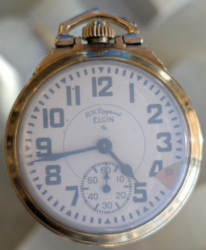 1955 Elgin B.W. Raymond 10k Gold Filled Pocket Watch Grade 571 Model 20 16s 21j