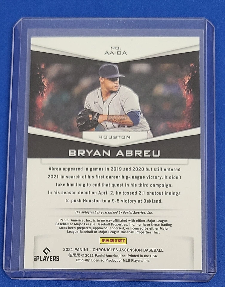 2021 Panini Chronicles Ascension Auto #AA-BA - Bryan Abreu (Houston Astros) - S - Image 3 of 4