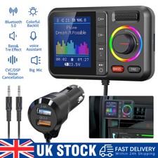 Bluetooth V5.0 FM Transmitter Wireless Car Adapter Screen QC3.0 Fast Charger