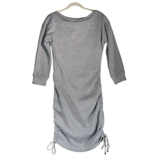Shein Sweater Dress Women Size S Gray Ruched Tie Sides Sweatshirt Athleisure