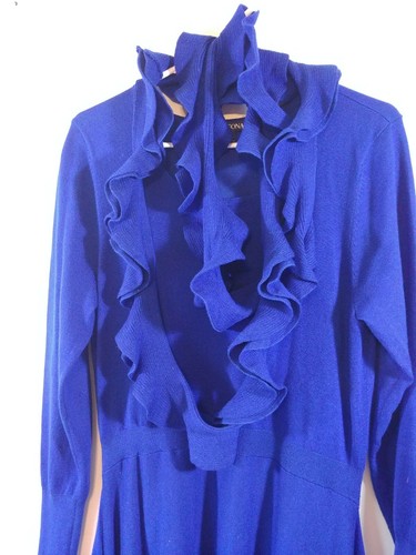 Nina Leonard Women's Long Sleeve Sweater Dress, Slip-On. Size L, Royal Blue, - Picture 5 of 9