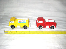 Vintage 1970 Tootsie Toy Lot with Yellow Aviation Fuel Truck  Red Fire Truck