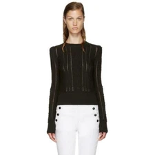 ISABEL MARANT Kalyn Open Knit Sweater SZ 42 Faded Black