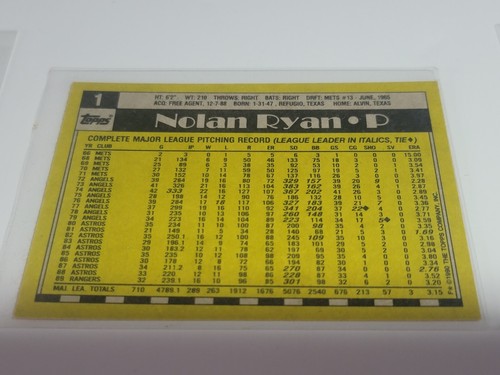 NOLAN RYAN 1990 Topps #1. RANGERS - 第 2/2 張圖片