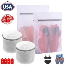 4× Zipped Wash Laundry Bag Set Mesh Net Bra Underwear Bag for Washing Machine US