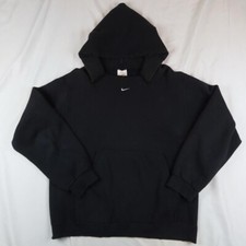 Vintage Thrashed Nike Center Swoosh Hoodie OG 90s Made In USA Size XL Black