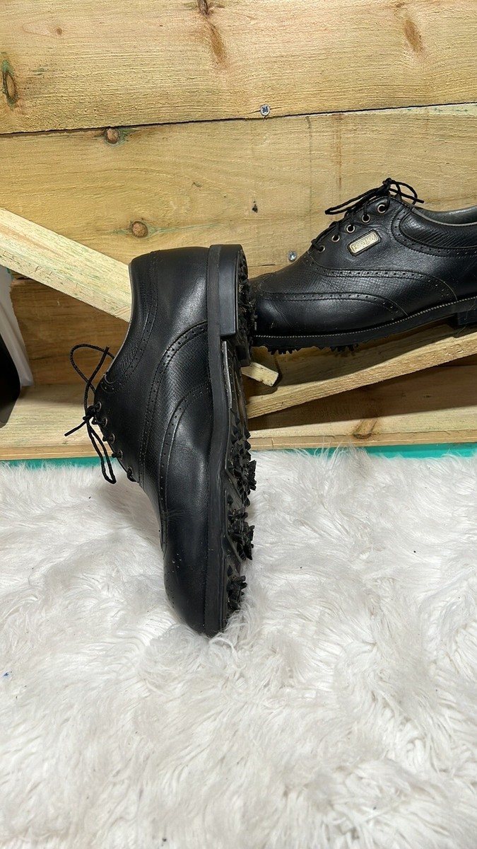 FOOTJOY DryJoys Black Leather Golf Shoes #53449 Mens Size 10.5 M