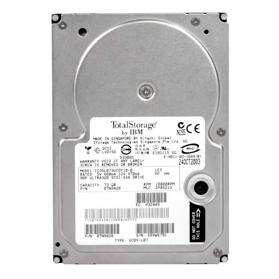Hard Drive IBM 07N9428 73GB 10000RPM SCSI ULTRA-320 IC35L073UCDY10-0 3.5" Inch - Image 3 of 3