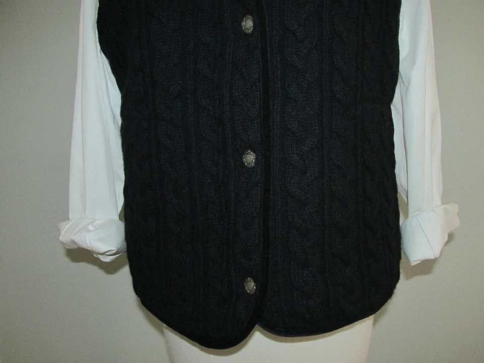 Chaleco Pendleton Mujer Talla L Rojo a Cuadros y Negro Lana Cable Frontal Foto 4 de 4