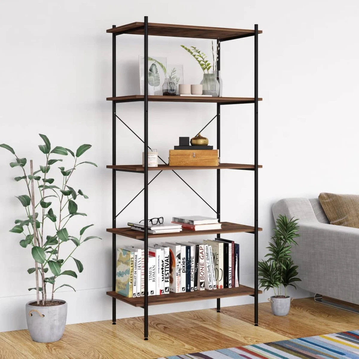 5 tier shelving unit wood online