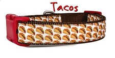 Tacos snack dog collar handmade adjustable buckle collar 1"or 5/8" wide or leash
