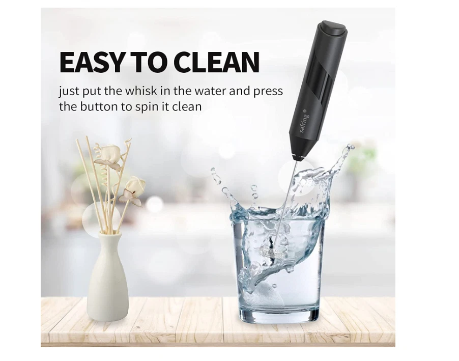 Milk Frother for Coffee - Handheld Stainless Steel Electric Whisk, Battery Power