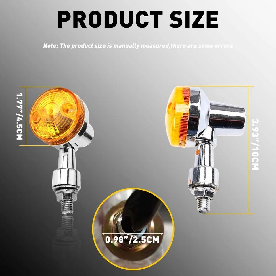 4X Motorcycle Chrome Amber Turn Signals Blinker Light For Yamaha Kawasaki Honda - Image 2 of 4