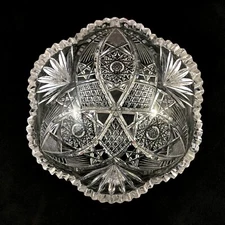 Antique Krantz Smith ABP Brilliant Cut Glass HARVARD Pattern 8" Bowl c. 1904