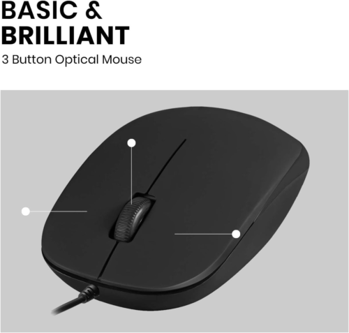 USB Wired Slim Mouse Optical 2.4GHZ Desktop Mouse 3 Button Ultra Slim Black - Picture 9 of 12