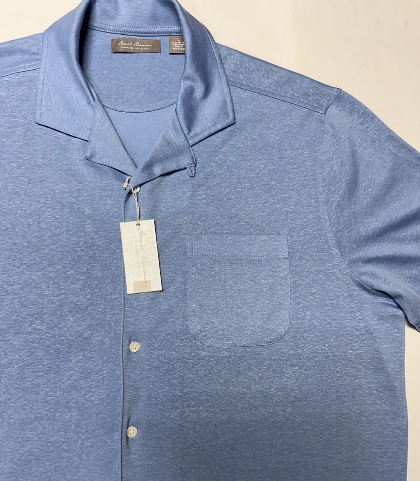 Daniel Cremieux Men Shirt Large Button Linen Cotton Jersey Short Sleeve Blue $85 - Image 3 of 4