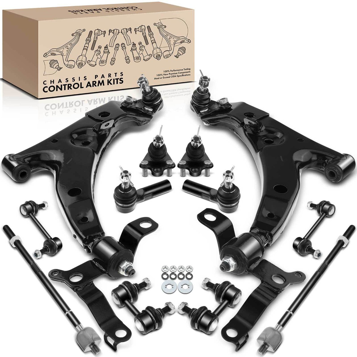 12x Front & Rear Control Arm Sway Bar Link Tie Rod End for Toyota