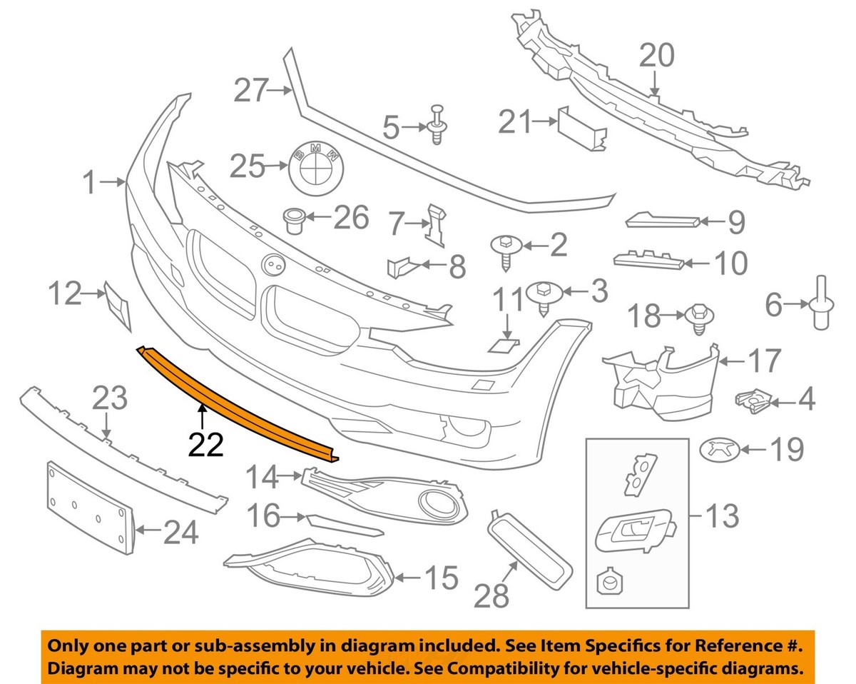 BMW OEM 14-20 428i Gran Coupe Bumper Components-Lower Cover