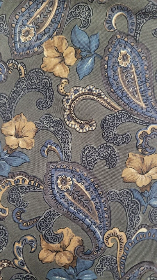 Галстук мужской Halston галстук 100% итальянский шелк США пейсли цветочный зеленый винтажный - Изображение 4 из 4