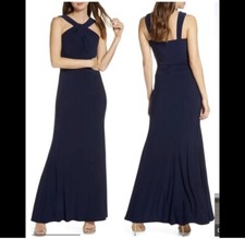 eliza j halter neck gown navy size 8P $300