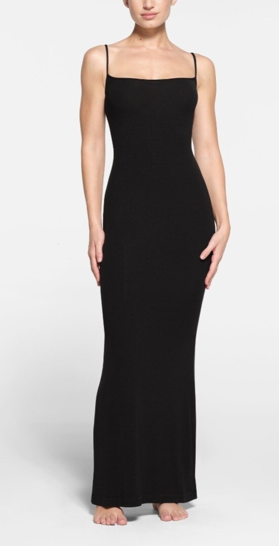 New SKIMS Fits Everybody Long Slip Dress Onyx Size Medium | eBay