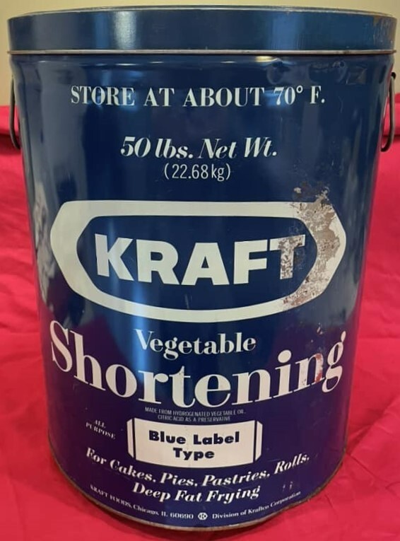 Kraft Vegetable Shortening **Blue** Vintage 1950s Tin 50 LB Pound Can