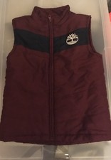 Timberland Lightweight Puffer Vest Burgundy/Navy Boys Sz 7