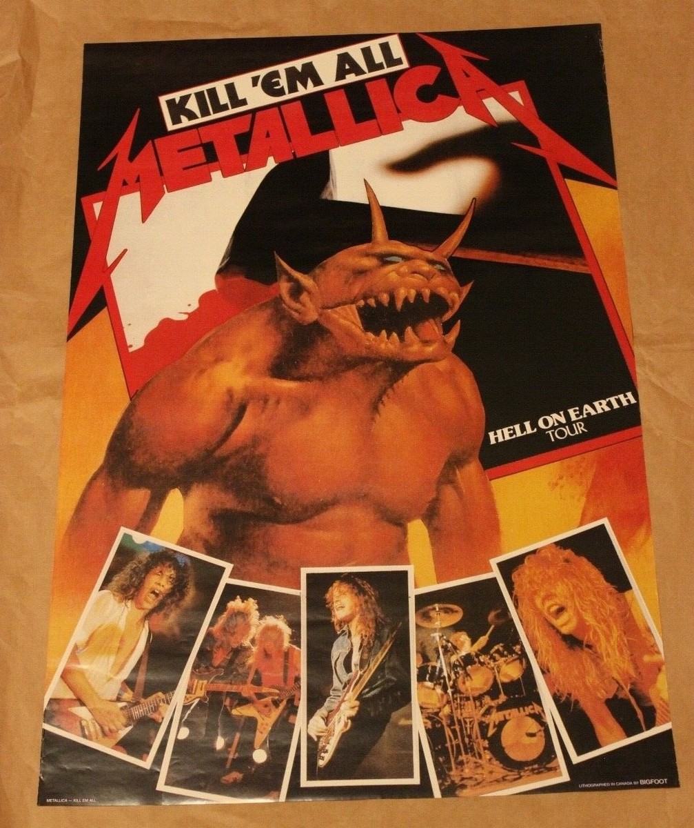 Metallica HELL ON EARTH TOUR POSTER RARE 80'S VINTAGE KILL'EM ALL