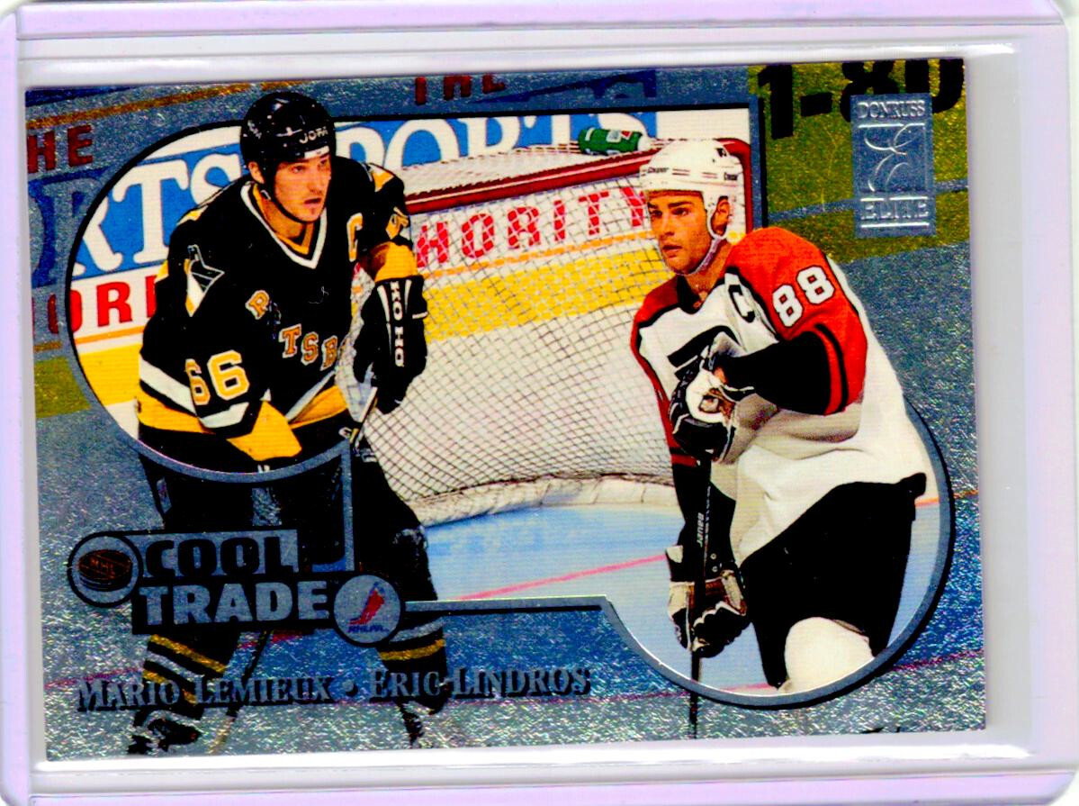 1995-96 DONRUSS ELITE MARIO LEMIEUX ERIC LINDROS COOL TRADE REDEMPTION