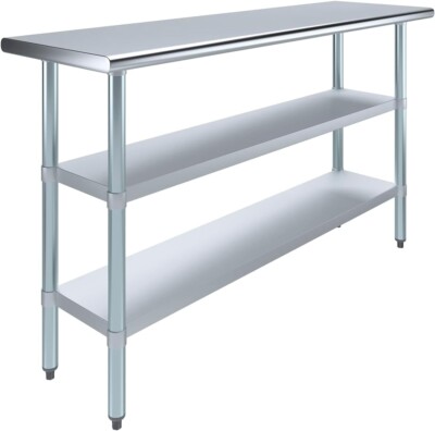 NSF 18  x 60  Stainless Steel Food Prep Table w/ 2 Undershelves - Commercial Wor