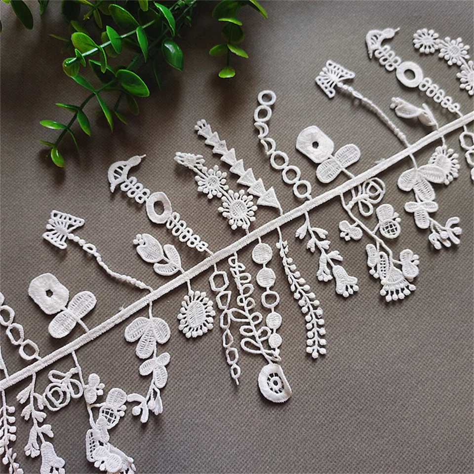 Besticktes Blatt Blumen Quaste Spitze Rand Borte Band DIY Nähen Handwerk Dekor - Bild 4 von 4