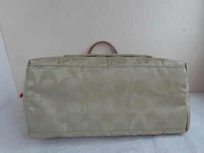 Coach NWT 24862 Large Weekend Signature Nylon Zip Tote Khaki | eBay