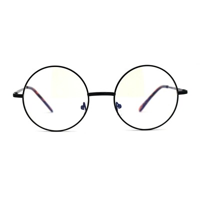Hipster Round Horn Rim Blue Light Glasses - Clear Lens, UV Protection, 148mm Width - View #3
