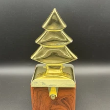 Christmas Tree Stocking Hanger Holder Heavy Gold Shelf Fireplace Mantle Shelf