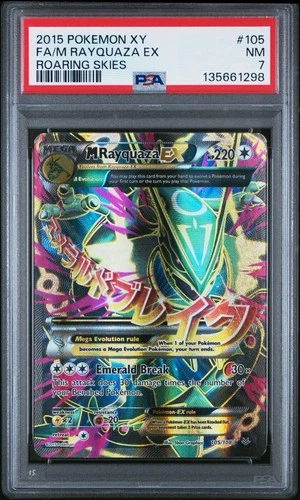 M Rayquaza EX 105/108 2015 XY Roaring Skies Ultra Rare Pokemon Card PSA 7 NM