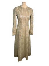 Abundance Light Gold Modest A-Line Dress with Sequins Size S