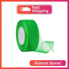 Hapeper 1-1/2 Inch Sheer Organza Ribbon, 50 Yards/Roll Green 