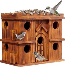 MIXUMON Wooden Bird Houses for Outside   9 Rooms Large Bird House, Carbonized