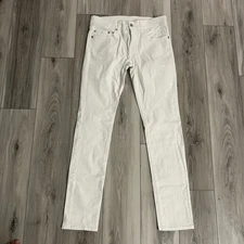 True Religion Jeans Men 33 Rocco Relaxed Fit Skinny Low Rise Stretch Denim White