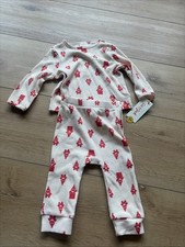 Cat and Jack Infant Baby Boy Girl 12 Months Santa Ribbed Christmas Outfit New