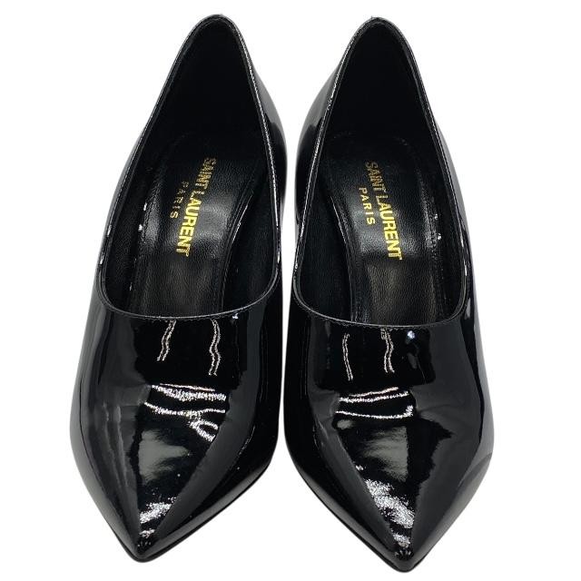 Saint Laurent decolte tacco YSL EU36 US6 punta vernice pelle nero 08708a
