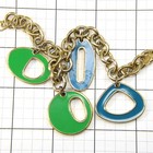 Monet 1990's Vintage Signed Charm Bracelet Blue Green Enamel Funky — photo 9